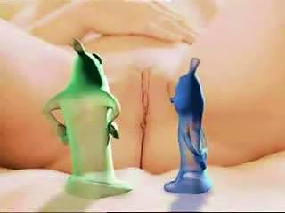 A Cute Character Gets Penetrated By Humorous Animated Condoms And
